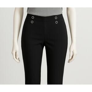 89th + Madison Black Ponte Pull-On Skinny Pants Women M Grommet Waist Workwear‎